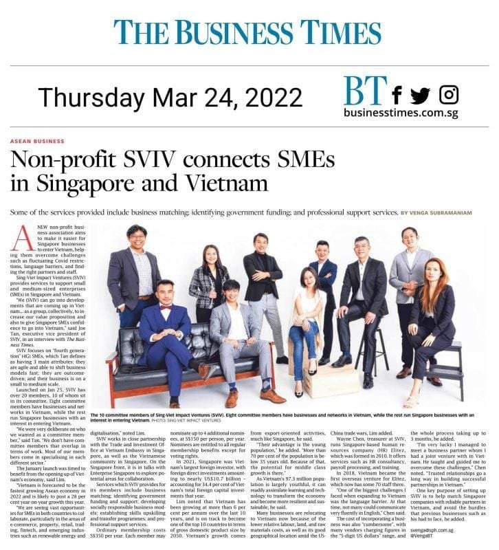 SVIV connects SMEs in Singapore and Vietnam