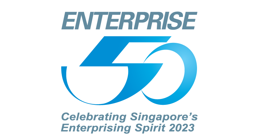 Enterprise 50 (E50) 2023 award logo, recognizing outstanding local businesses in Singapore.