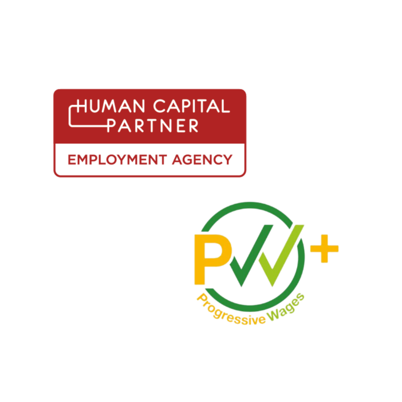 Human Capital Partnership (HCP) and Progressive Wage Model (PWM) recognition, showcasing commitment to fair employment and workforce development.