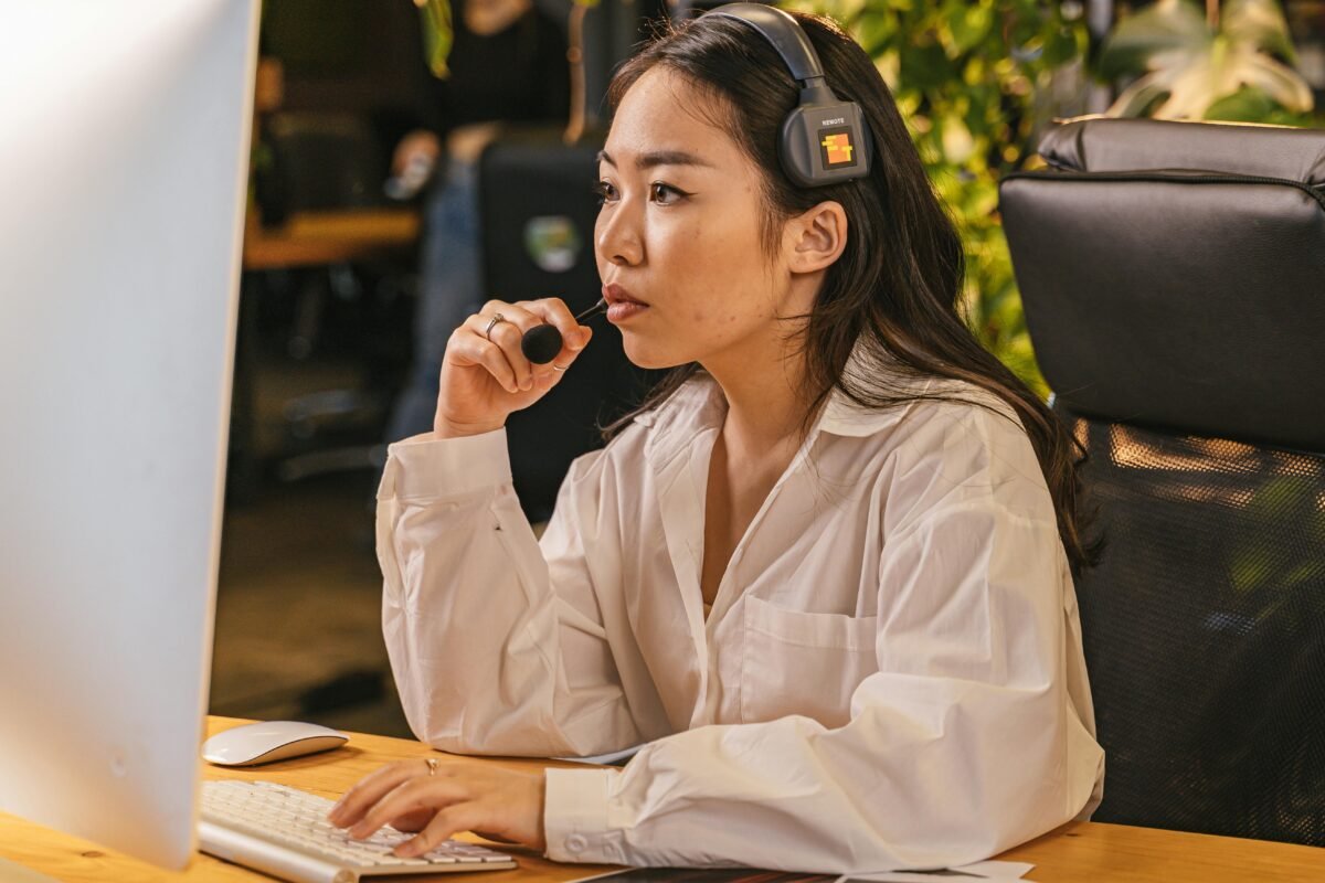 Asian women working in office